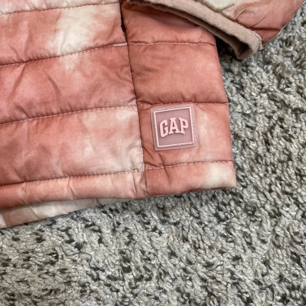 Gap Kids Puffer Jacket S Hooded Tie Dye Pink White‎ Primaloft Water Resistant